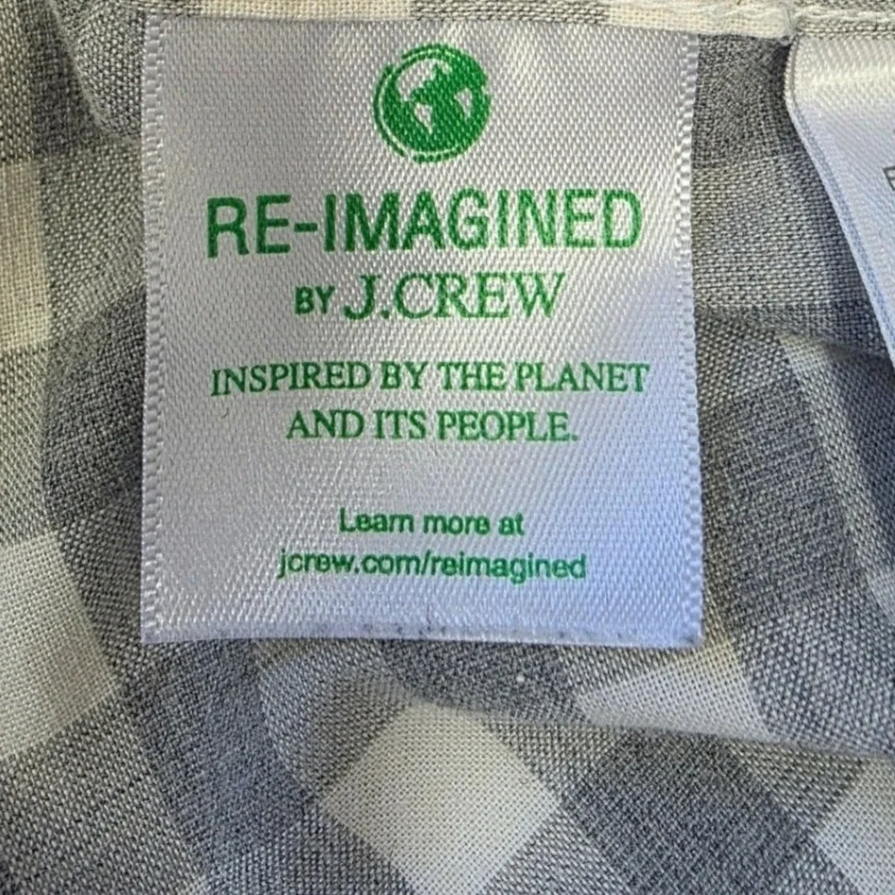 J.Crew Secret Wash Shirt Mens Medium Grey Gingham Organic Cotton Stretch Classic